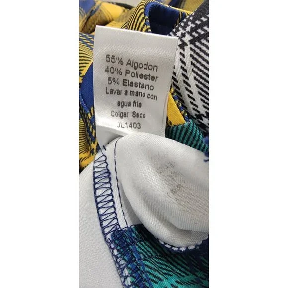 Carmin Women's Tartan Color Block Long Sleeve Patched Plaid Flannel Large - Picture 9 of 15